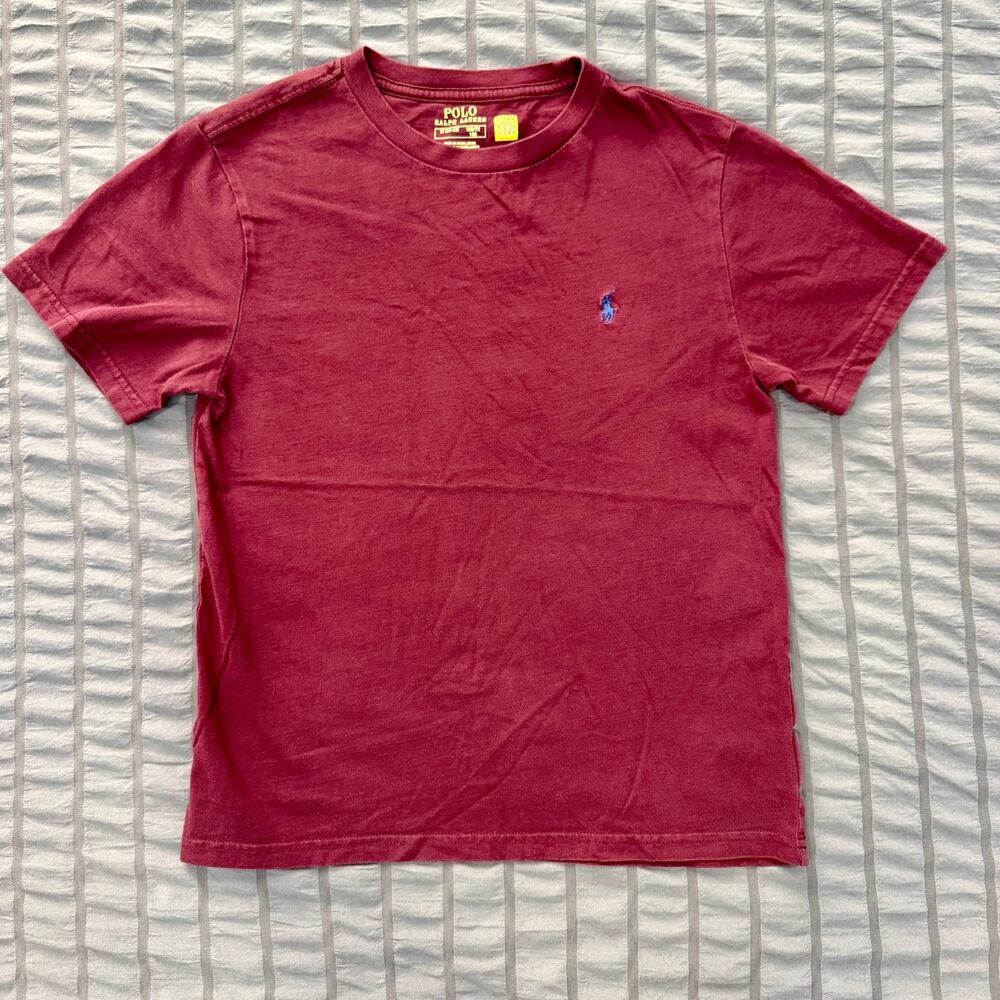 Polo Ralph Lauren Classic Crewneck T-Shirt Maroon Burgundy Youth M (10-12)